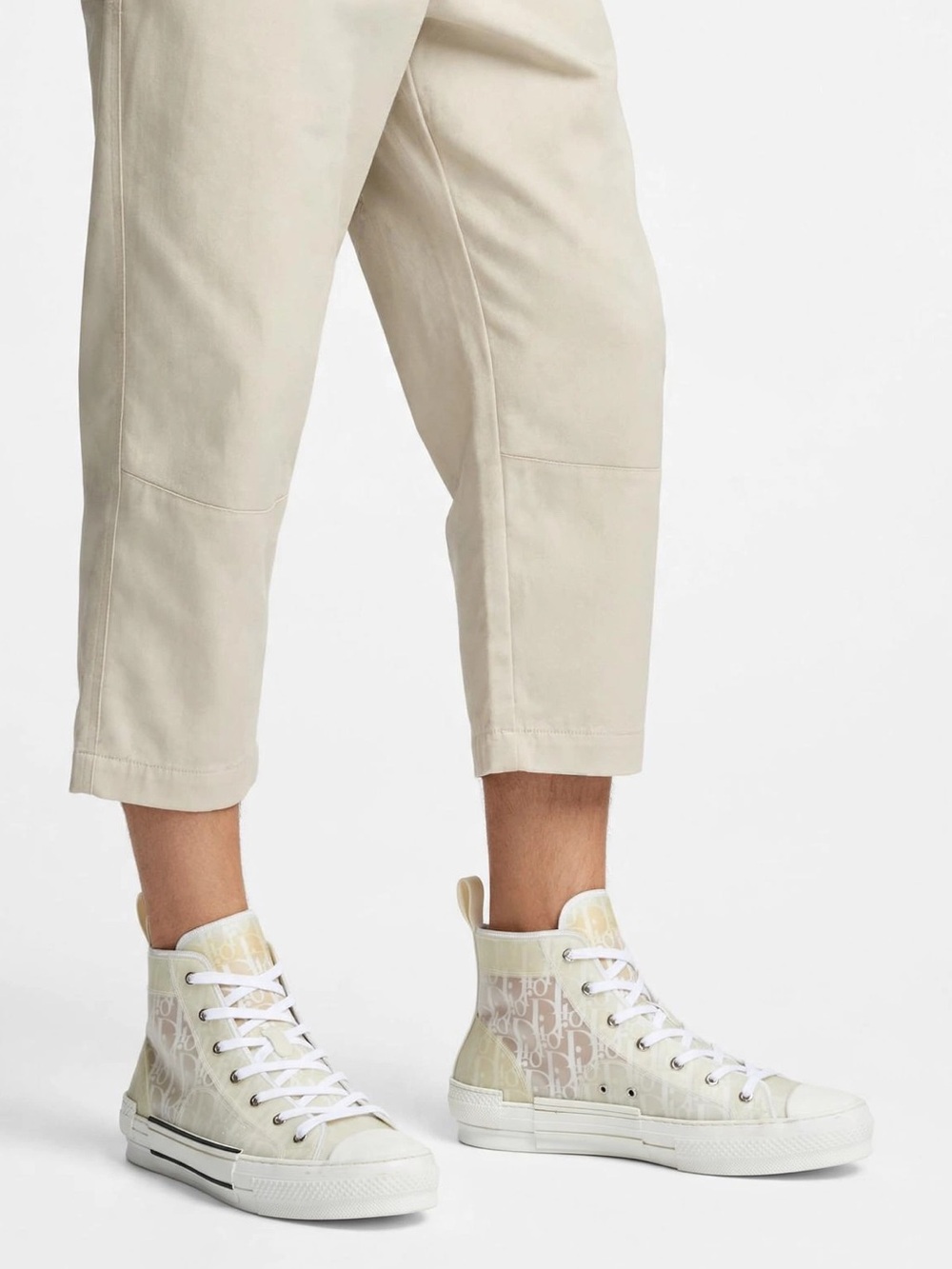 AUTHENTIC DIOR B23 HIGH TOP OBLIQUE TRANSPARENT WHITE SNEACKERS Men EU44 US11